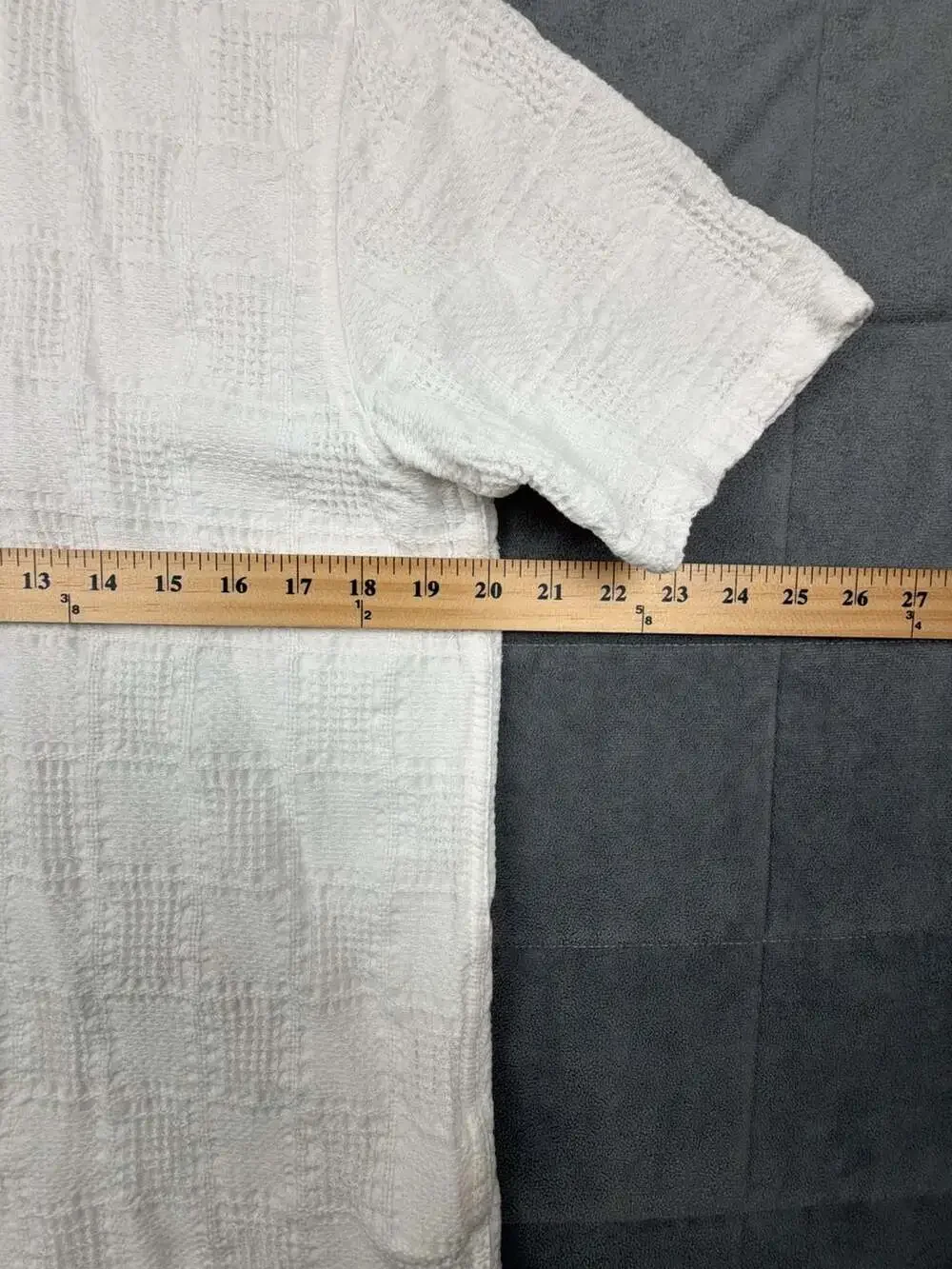 Folk Clothing White Waffle Textured Short Sleeve Camp Collar Shirt